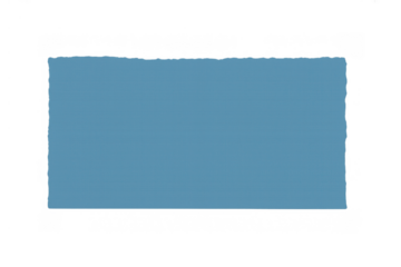 Blue rectangular sheet of paper showcasing a grainy texture and minimal torn edges, isolated on a transparent background