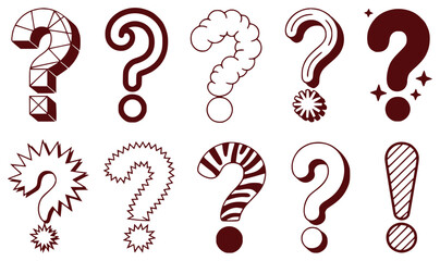 Collection of Diverse Question Mark and Exclamation Mark Illustrations