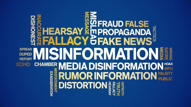 Misinformation animated word cloud-text design animation tag kinetic typography seamless loop.