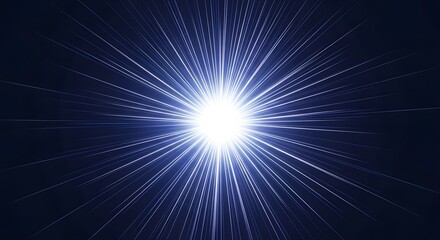 Fototapeta premium Abstract light rays with bright glow and radiant beams on dark navy background