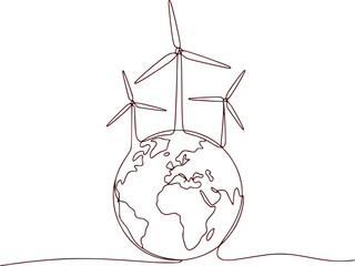 Earth with Wind Turbines - A Symbol of Renewable Energy and Global Sustainability