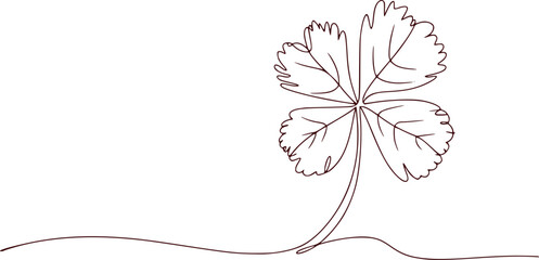 Minimalist Line Art of a Four-Leaf Clover on a White Background