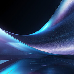 Abstract Futuristic Wave Background with Neon Glow