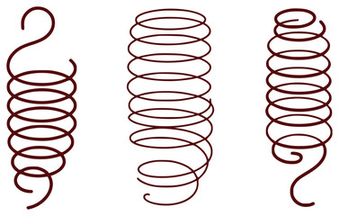 Three Stylized Maroon Springs on a White Background