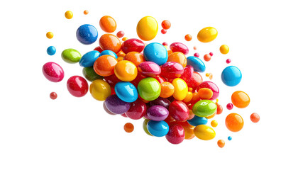 Pile of colorful, glossy candies on a black background