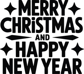 Merry christmas and happy new year typography design.