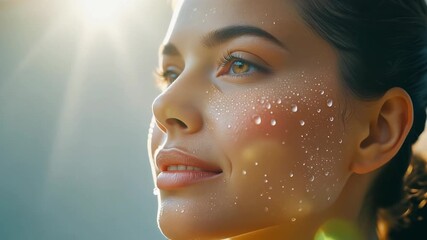 Hydrated Skin Beauty Close Up Water Drops Sunlight