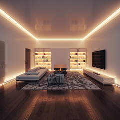 Luxury Contemporary Living Room with Wooden Floor