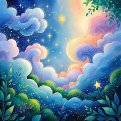 Hand drawn magical dreams illustration