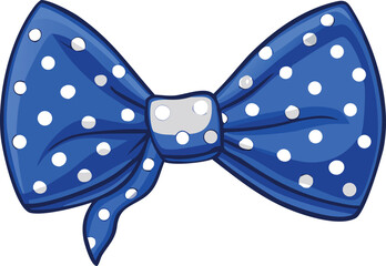 A single blue bow tie with white polka dots is prominently displayed high-quality