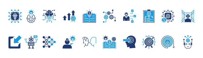 intelligent agent icon set glyph blue