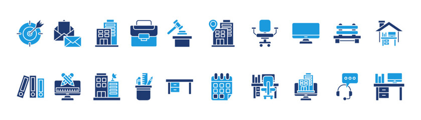 office icon set glyph blue