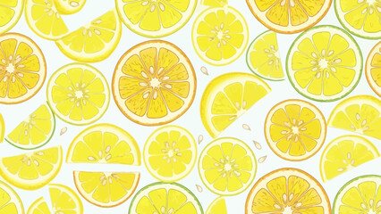 Cheerful Citrus Slice Medley: A Vibrant Pattern of Lemon and Orange Graphics