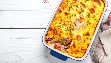 Baked casserole with ham and potato