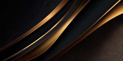 Elegant abstract design with flowing gold and black metallic lines and textures. Sophisticated and modern visual