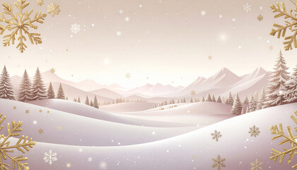 Winter landscape vector illustration with snowy trees and a festive christmas star scene