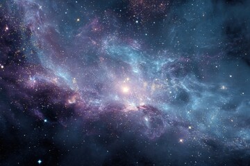 Fototapeta premium Vivid depiction of a beautiful galaxy-filled space background showcasing swirling nebulae and shining stars in a cosmic wonderland