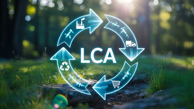 Life cycle assessment lca concept with sustainability and recycling icons in nature background
