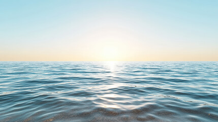 Obraz premium Calm ocean horizon golden hour soft glow serene seascape