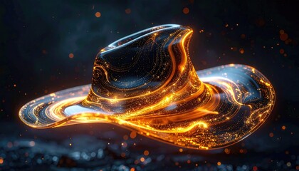 Glowing, swirling liquid cowboy hat
