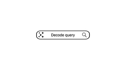 Search Bar with Text Decode Query and Magnifying Glass Icon on White Background search engine internet search.
