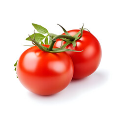 organic tomatoFresh red tomatoes with green stem on white backgroundTwo fresh tomato
