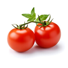 organic tomatoFresh red tomatoes with green stem on white backgroundTwo fresh tomato
