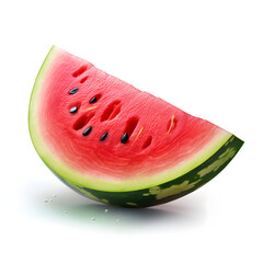 View of a Juicy and Ripe Watermelon Slice Slice of fresh watermelon isolated on white background.Vibrant Watermelon Slice Captured
