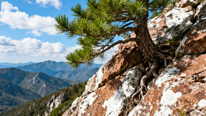 Cliff Pine Tree Natural Landscape Photography