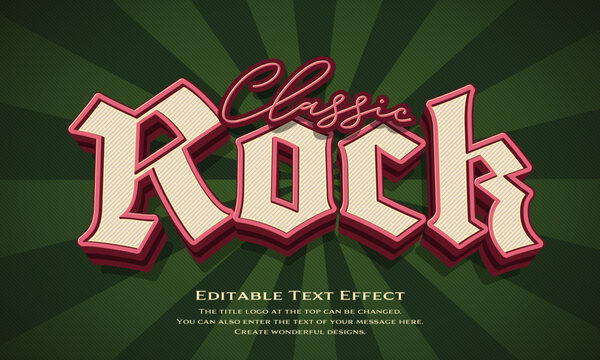 [Editable Text Effect Logo] &rdquo;classic Rock Logo&rdquo; The title logo style is a three-dimensional, thick logo style with a retro typeface on a radial background.