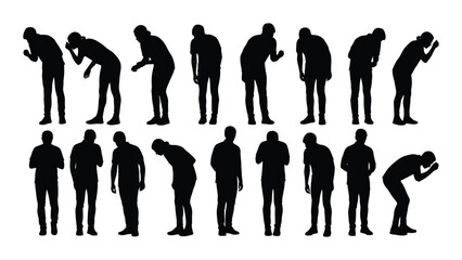 Human silhouettes bending and looking down isolated on white background, Vector © SILHUETTECHEMBER