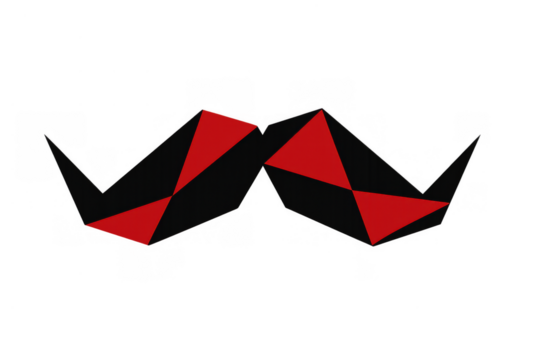 Black and red angular triangular graphic element, geometric design eyewear, anime inspired sunglasses on transparent background - Powered by Adobe