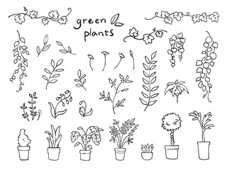 植物のカットイラストセット・線画のみ