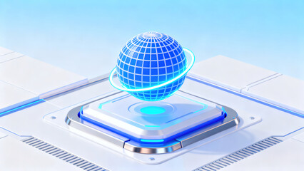 Futuristic Blue Tech Sphere 3D Display Scene