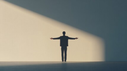 Emotional expression of freedom minimalist space silhouette art calm environment wide viewpoint concept of openness