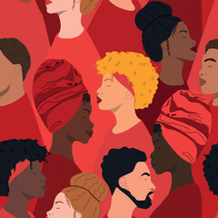 People in red Seamless Pattern. Wear Red Day background. 