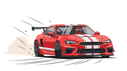 Red Racing Car Drifting Cartoon Vector Illustration