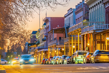 Historic old town of Sacramento, cityscape of California