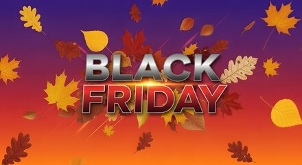 Black friday sale autumn leaves festive digital design promotion autumnal sales event