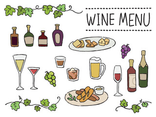 ワイン・バーのイメージのイラストセット