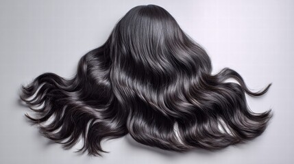 Fototapeta premium Luxurious Black Hair on a Gray Background