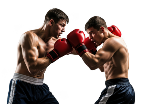 Two boxers fighting isolated on transparent background