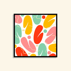 Abstract organic large single wall art. Mid century modern large wall print for home.