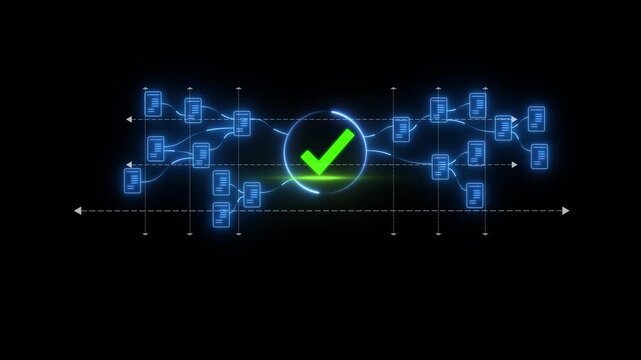 data transfer flow interface, symbolizing artificial intelligence, big data innovation, creative technology, and futuristic digital transformation. 4k animated isolated on black ground.