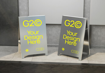 Metal Folding Signboard Mockup