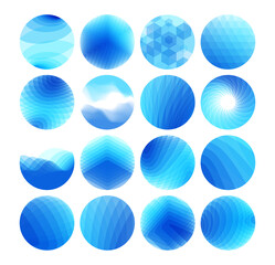 Set of translucent blue spheres. Abstract geometric design. Vector illustration for brochure, poster, cover, card, presentation, flyer or banner.