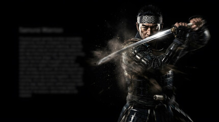 Naklejka premium 刀を振るう侍