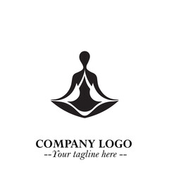 Woman Yoga Logo Symbol in Black on White Background for Calm Minimalist Wellness Branding Design Art