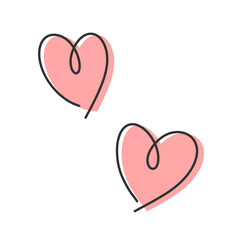 落書きのようなラフな手描きのハートイラスト 赤