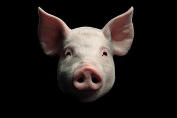 Fototapeta premium Realistic pig character portrait showcasing detailed features with a plain background highlighting facial expressions and structure